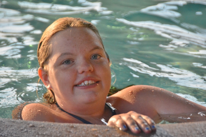 madi at the Canal Park Lodge swimming pool
